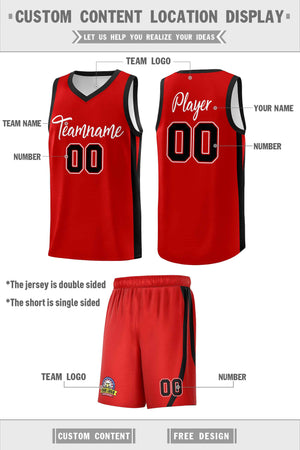 Custom White Red-Black Double Side Sets Men Basketball Jersey