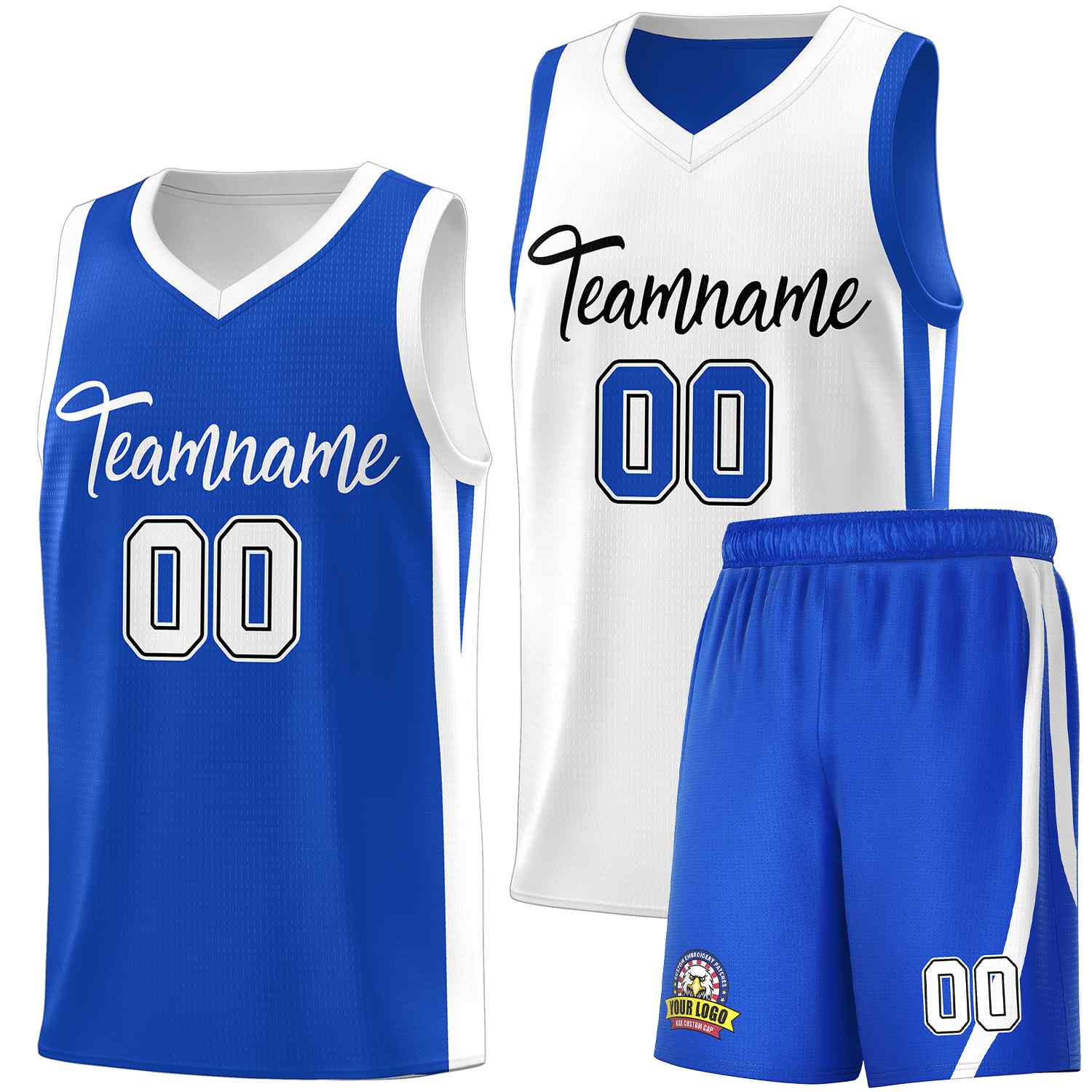 Custom Royal White-Black Double Side Sets Men Basketball Jersey