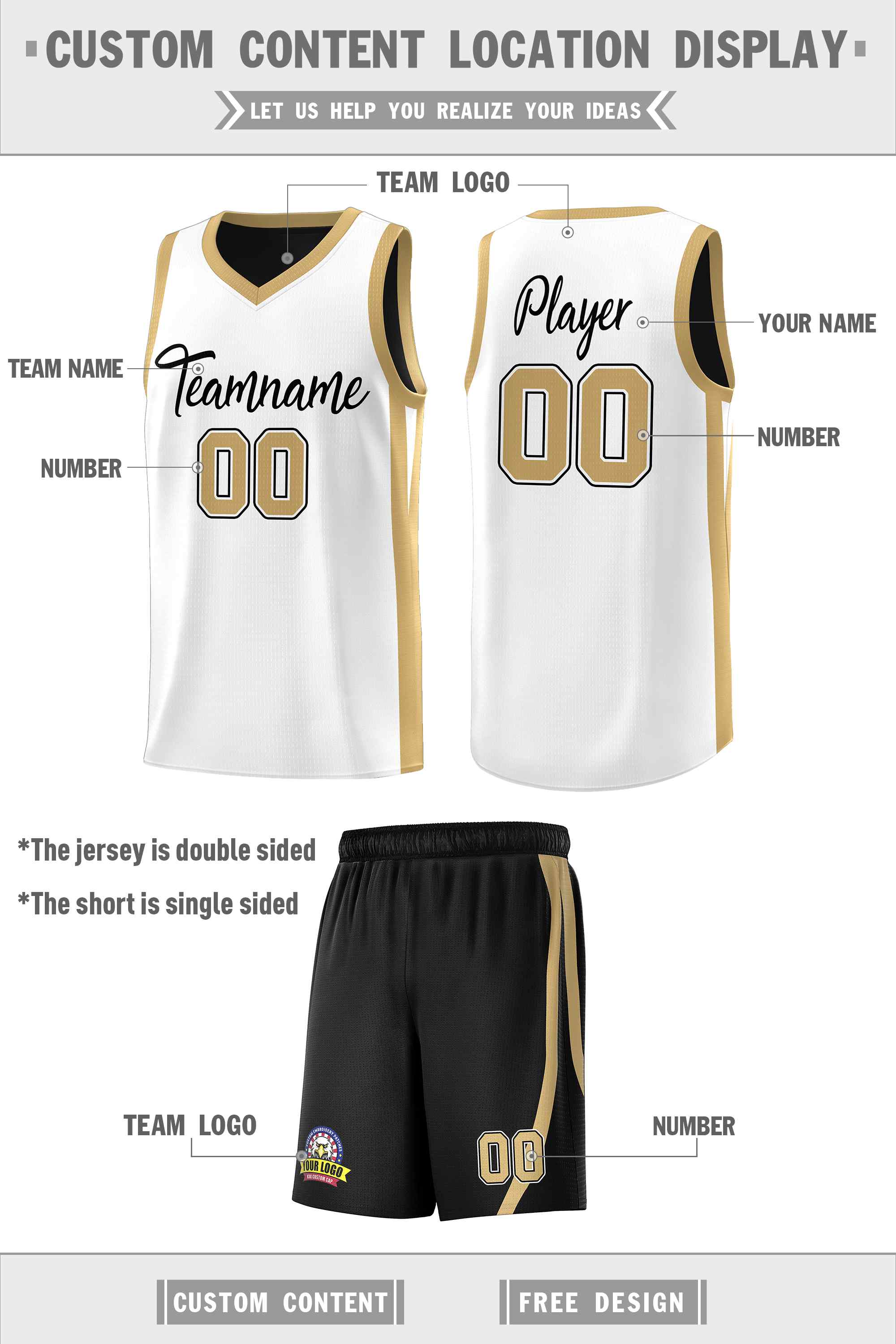 Custom Black White Double Side Sets Men Basketball Jersey