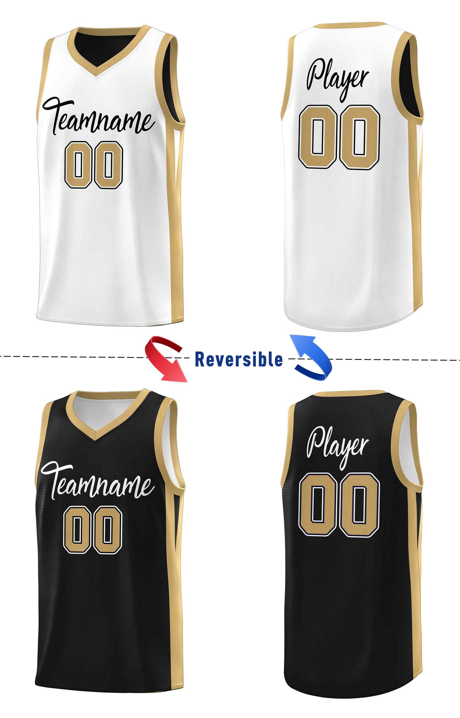 Custom Black White Double Side Sets Men Basketball Jersey