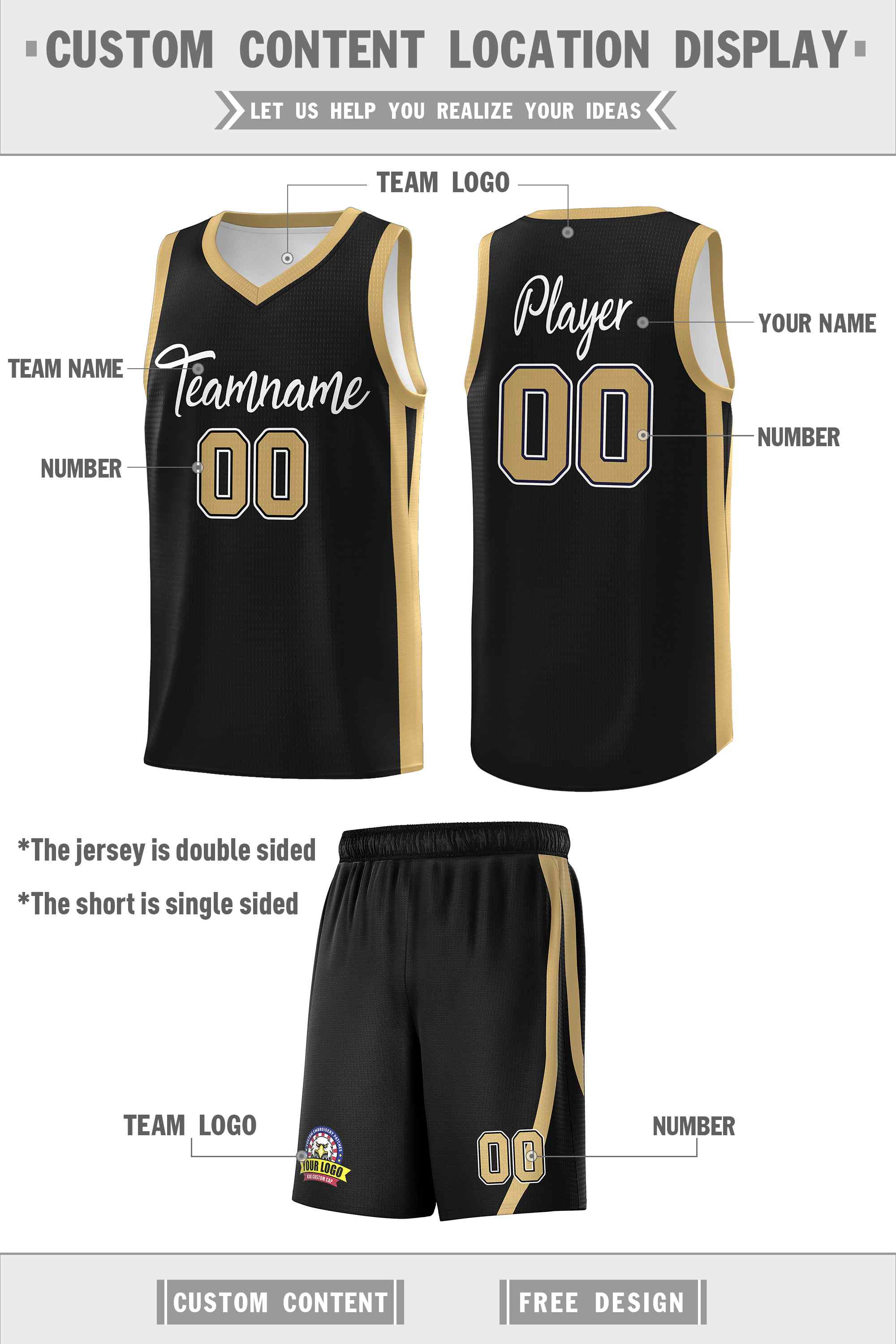 Custom Black White Double Side Sets Men Basketball Jersey