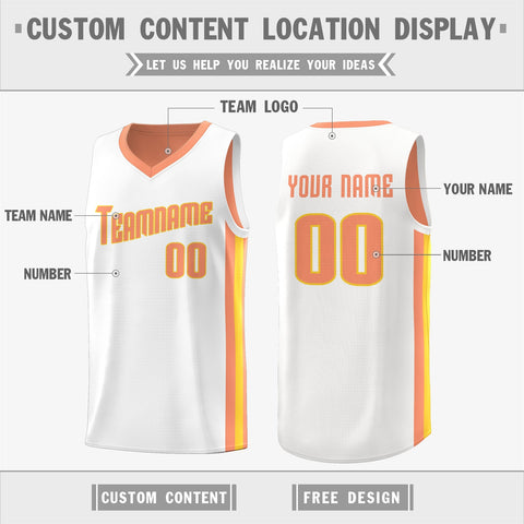 Custom Orange Yellow-White Double Side Tops Basketball Jersey