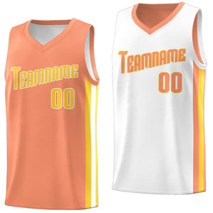 Maillot de basket-ball Double face personnalisé Orange jaune-blanc