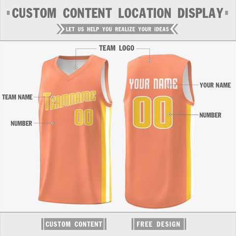 Custom Orange Yellow-White Double Side Tops Basketball Jersey