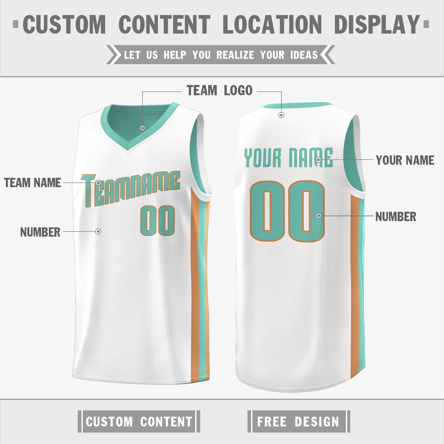 Custom Light Green Khaki-White Double Side Tops Basketball Jersey