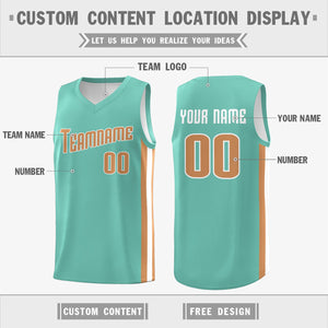 Custom Light Green Khaki-White Double Side Tops Basketball Jersey