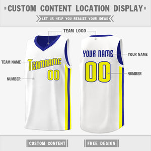 Custom Royal Yellow-White Double Side Tops Basketball Jersey