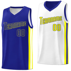 Maillot de basket-ball personnalisé Double face jaune-blanc Royal