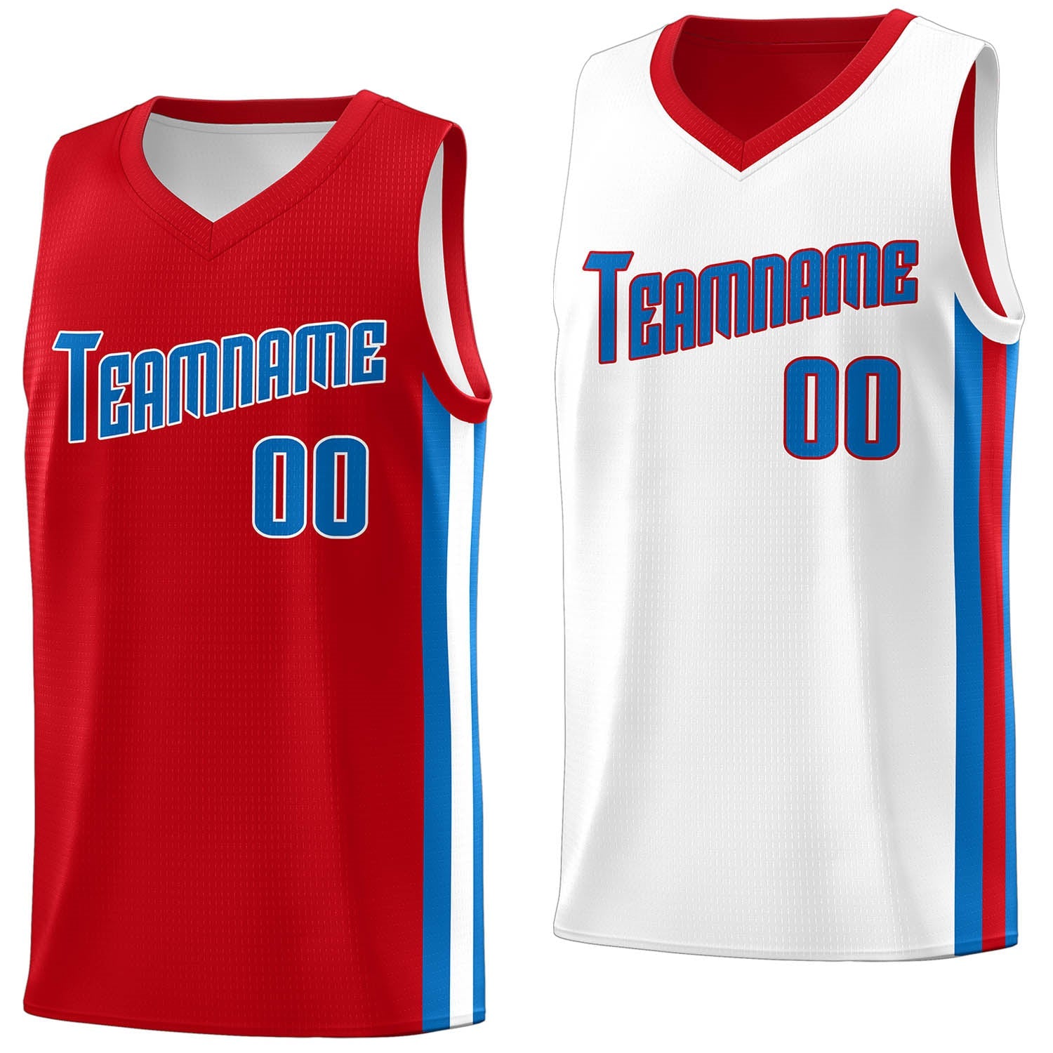 Custom Red Royal-WhiteDouble Side Tops Basketball Jersey