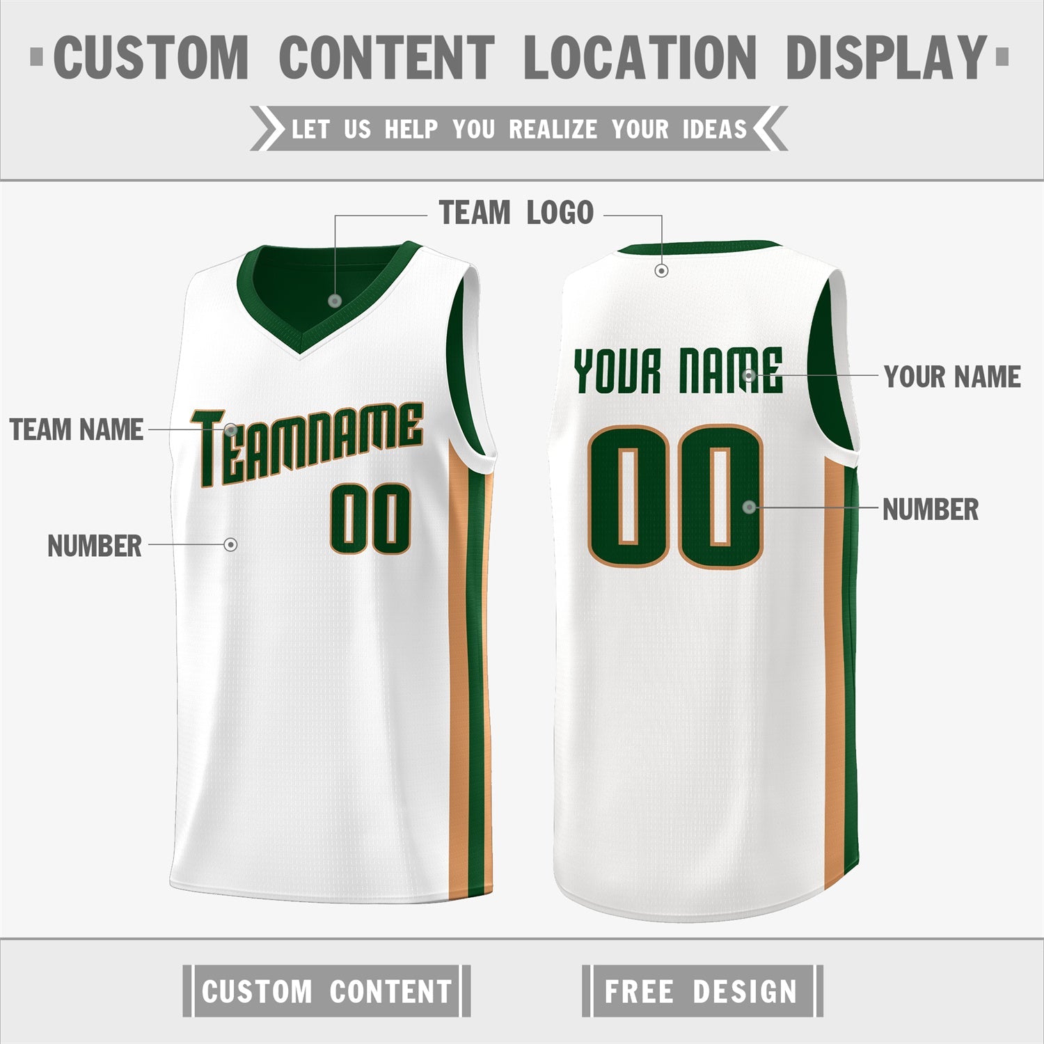 Custom Green-Khaki Double Side Tops Basketball Jersey