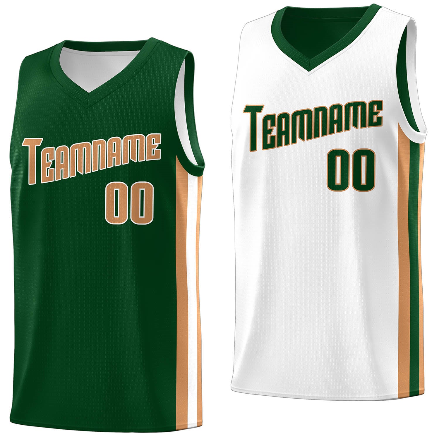 Custom Green Khaki-White Double Side Tops Basketball Jersey