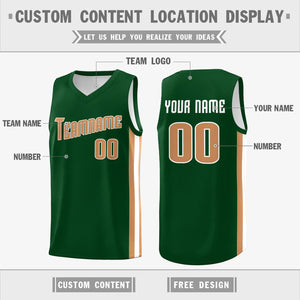 Custom Green Khaki-White Double Side Tops Basketball Jersey