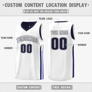 Custom Navy White Double Side Tops Training Basketball Jersey