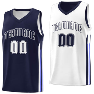 Custom Navy White Double Side Tops Training Basketball Jersey