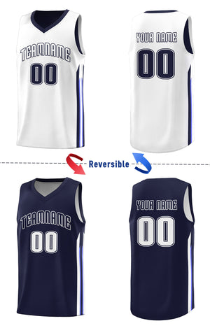 Custom Navy White Double Side Tops Training Basketball Jersey