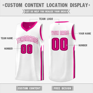 Custom Pink White Double Side Tops Men Sports Basketball Jersey