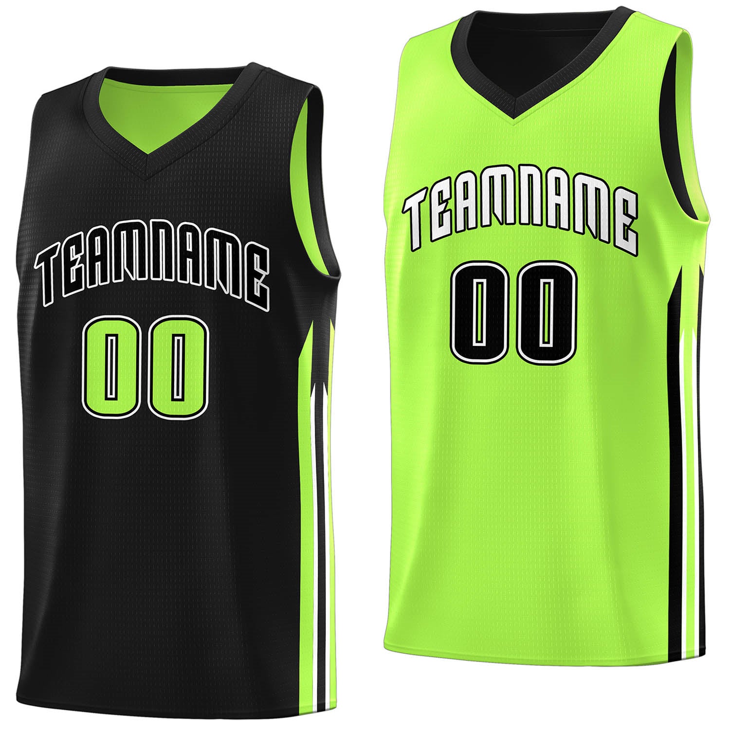 Custom Black Green Double Side Tops Training Basketball Jersey