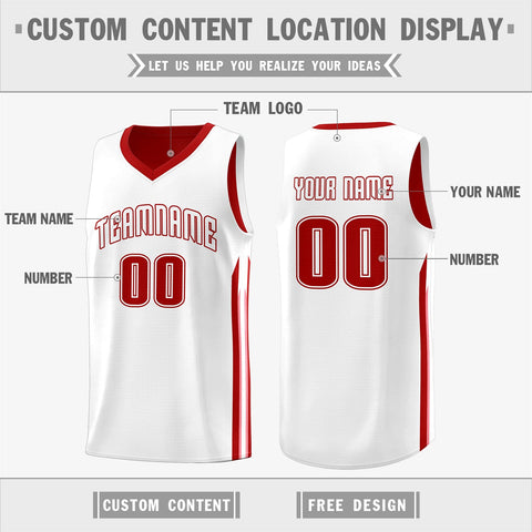 Custom Red White Double Side Tops Training Basketball Jersey