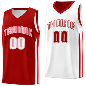 Custom Red White Double Side Tops Training Basketball Jersey