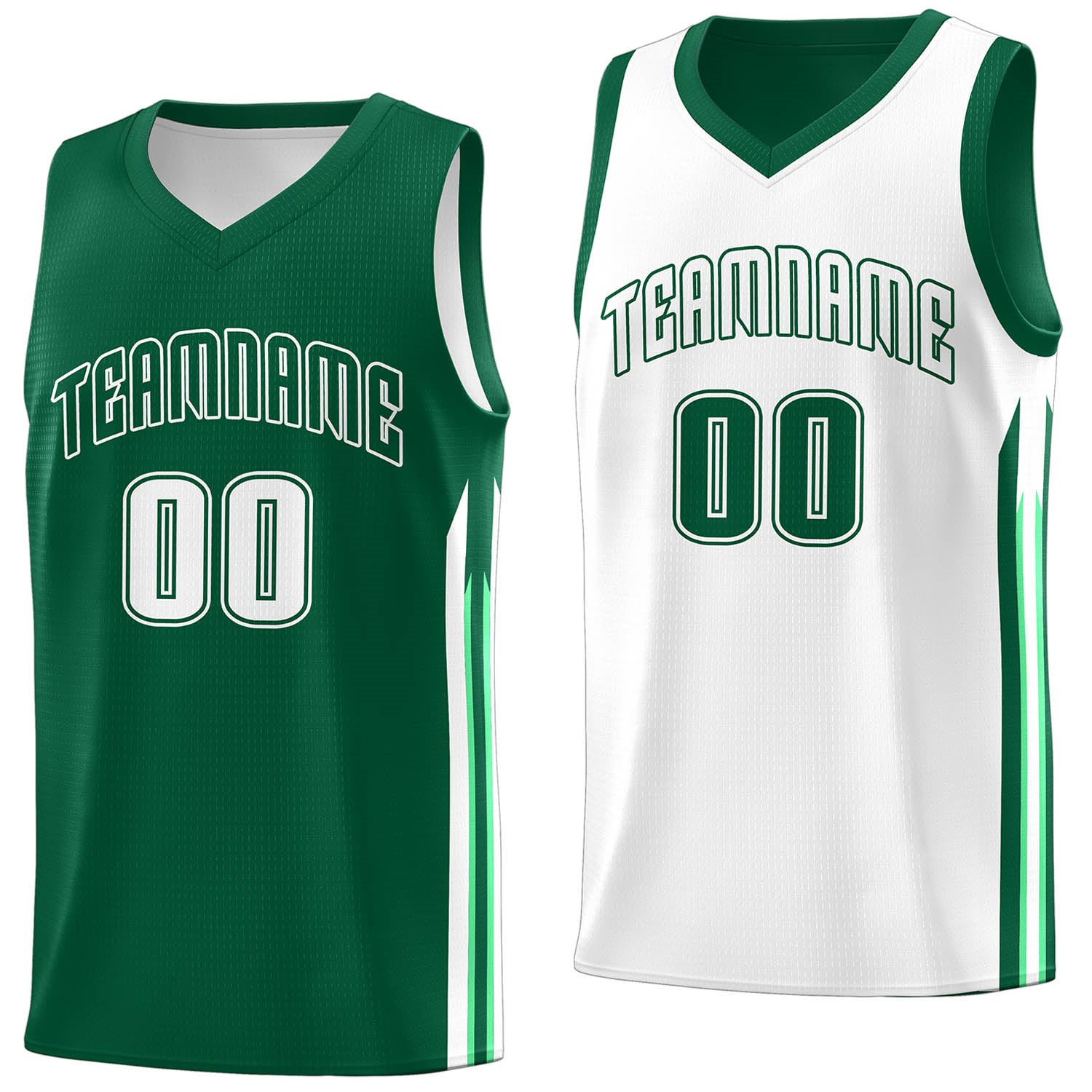 Custom Green White Double Side Tops Men Basketball Jersey