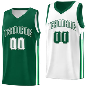 Custom Green White Double Side Tops Men Basketball Jersey