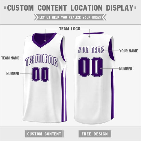 Custom Purple White Double Side Tops Training Basketball Jersey
