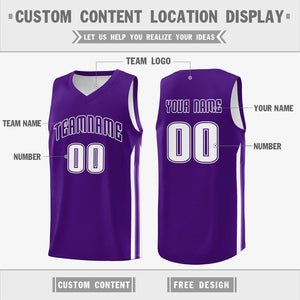 Custom Purple White Double Side Tops Training Basketball Jersey