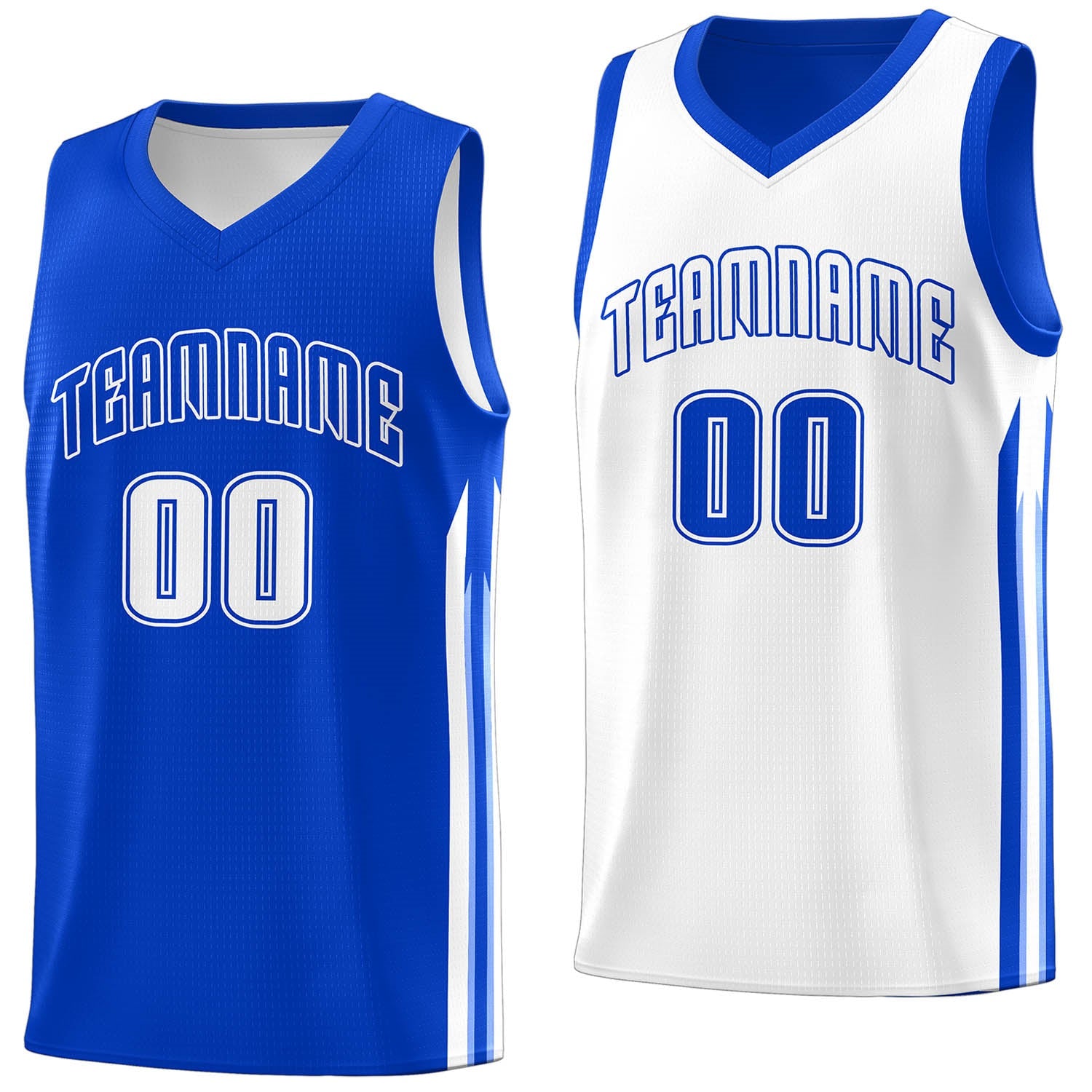 Custom Royal White Double Side Tops Training Basketball Jersey