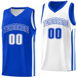 Custom Royal White Double Side Tops Training Basketball Jersey