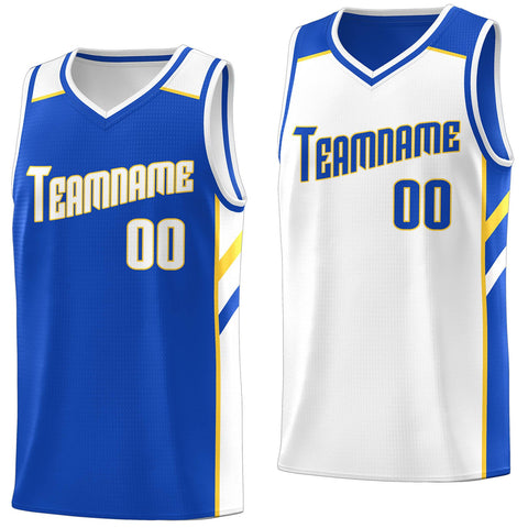 Custom Royal White Double Side Tops Athletic Sports Basketball Jersey
