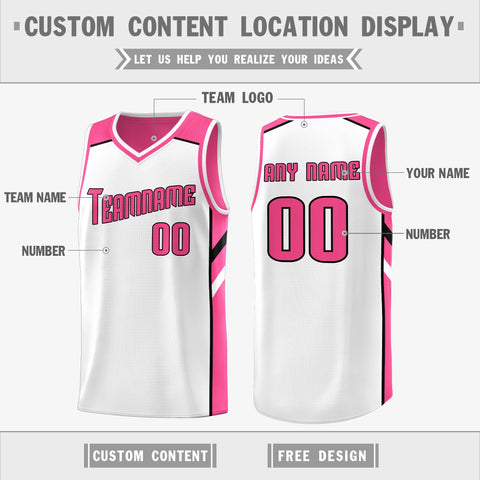 Custom Pink White Double Side Tops Athletic Sports Basketball Jersey