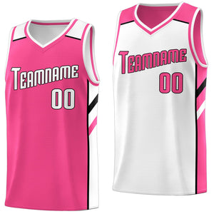 Custom Pink White Double Side Tops Athletic Sports Basketball Jersey