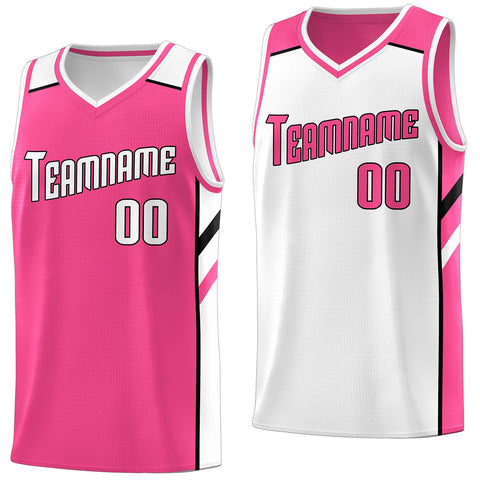 Custom Pink White Double Side Tops Athletic Sports Basketball Jersey