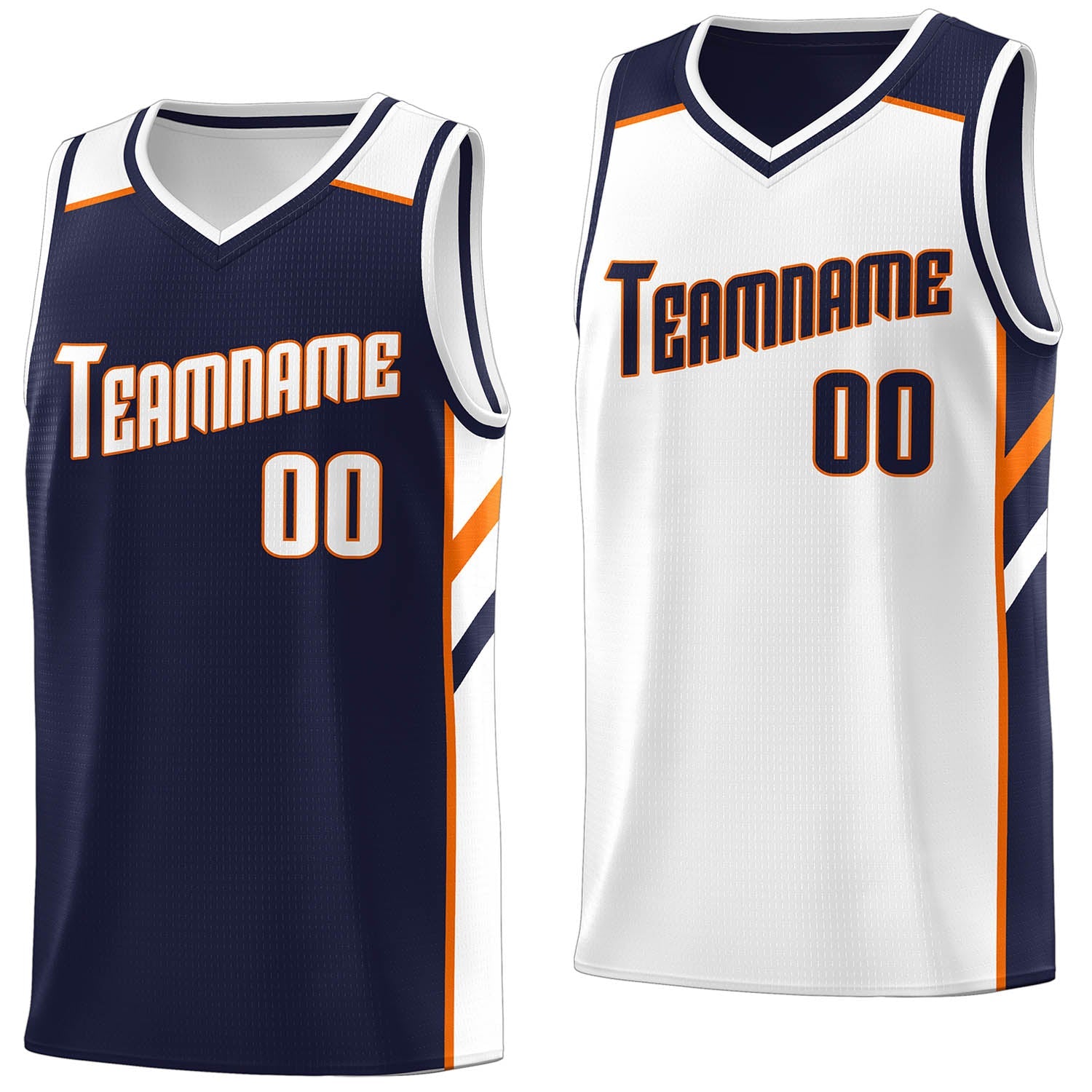 Maillot de basket-ball de gilet de sport de dessus doubles blancs faits sur commande de marine