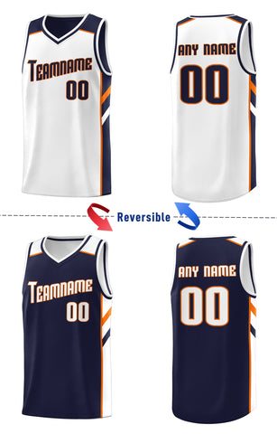 Custom Navy White Double Side Tops Sports Vest Basketball Jersey