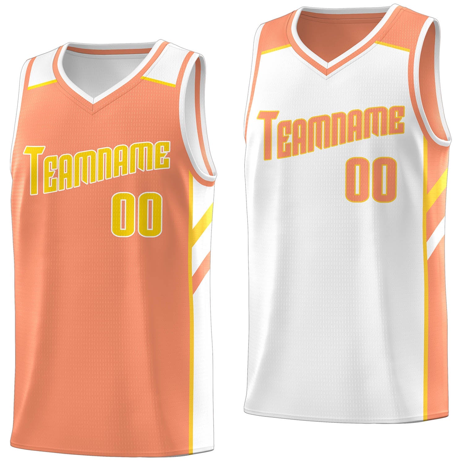 Maillot de basket-ball d'entraînement personnalisé, Orange et blanc, double face, hauts