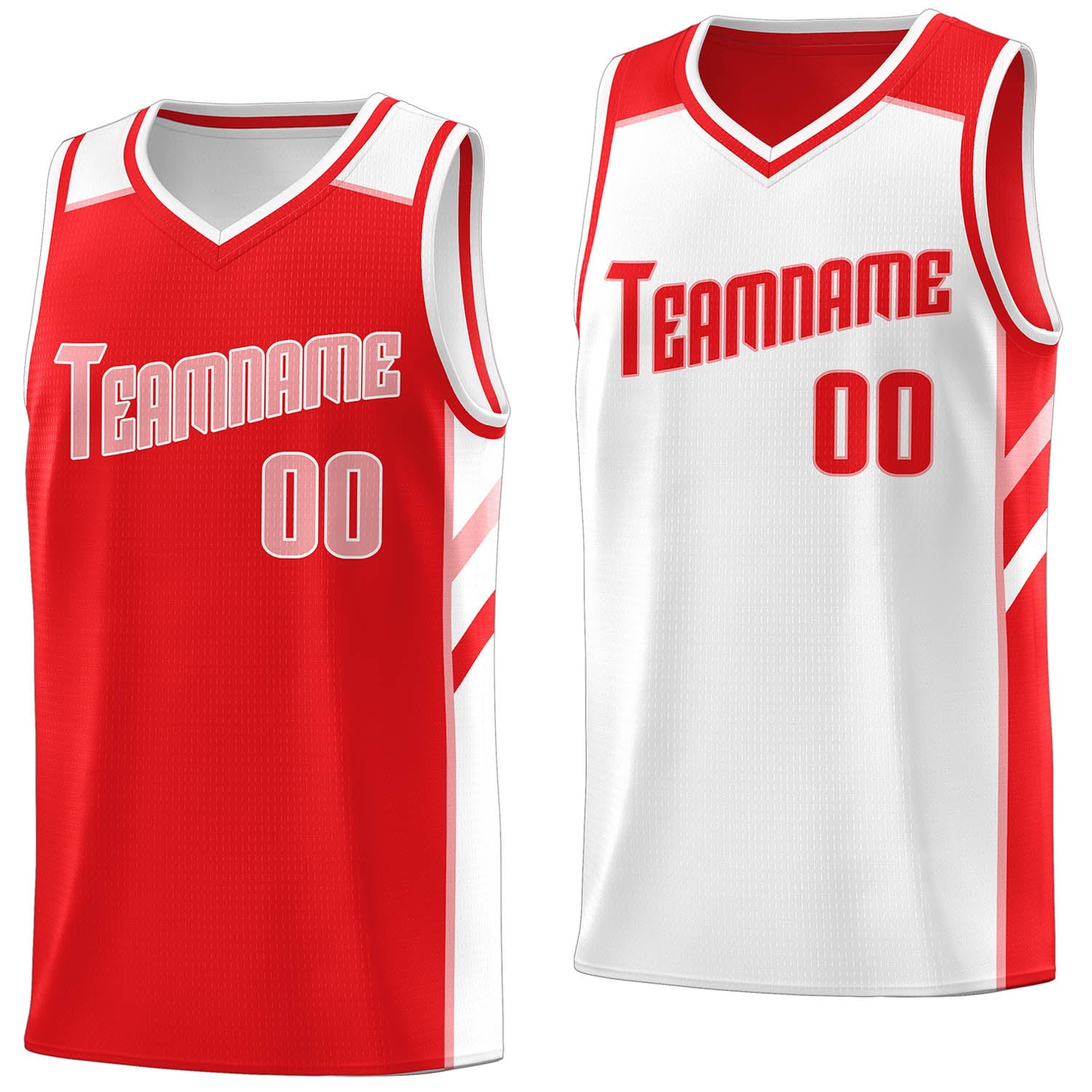 Custom Red White Double Side Tops Sports Vest Basketball Jersey