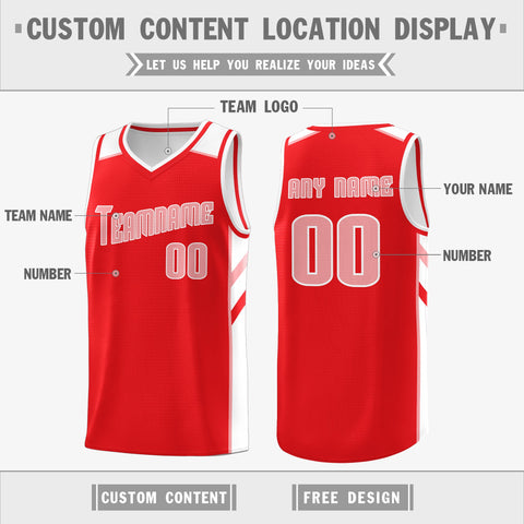 Custom Red White Double Side Tops Sports Vest Basketball Jersey
