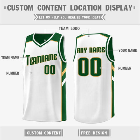 Custom Green White Double Side Tops Training Basketball Jersey