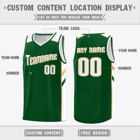 Custom Green White Double Side Tops Training Basketball Jersey