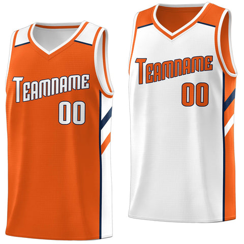 Custom Orange White Double Side Tops Athletic Sports Basketball Jersey