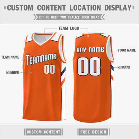 Custom Orange White Double Side Tops Athletic Sports Basketball Jersey