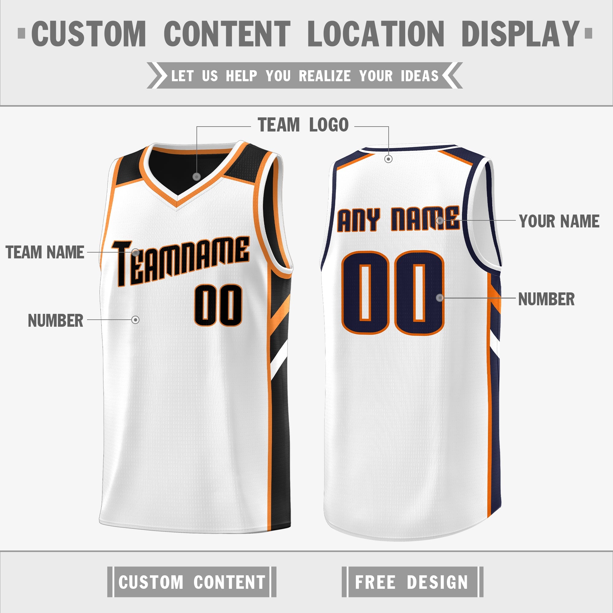 Custom Black White Double Side Tops Athletic Sports Basketball Jersey