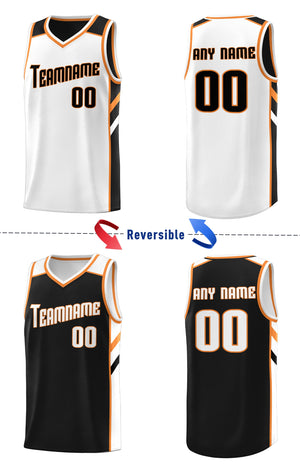 Maillot de basket-ball de sport athlétique en tête double noir et blanc personnalisé