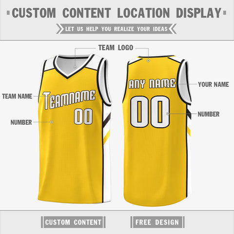 Custom Yellow White Double Side Tops Athletic Sports Basketball Jersey