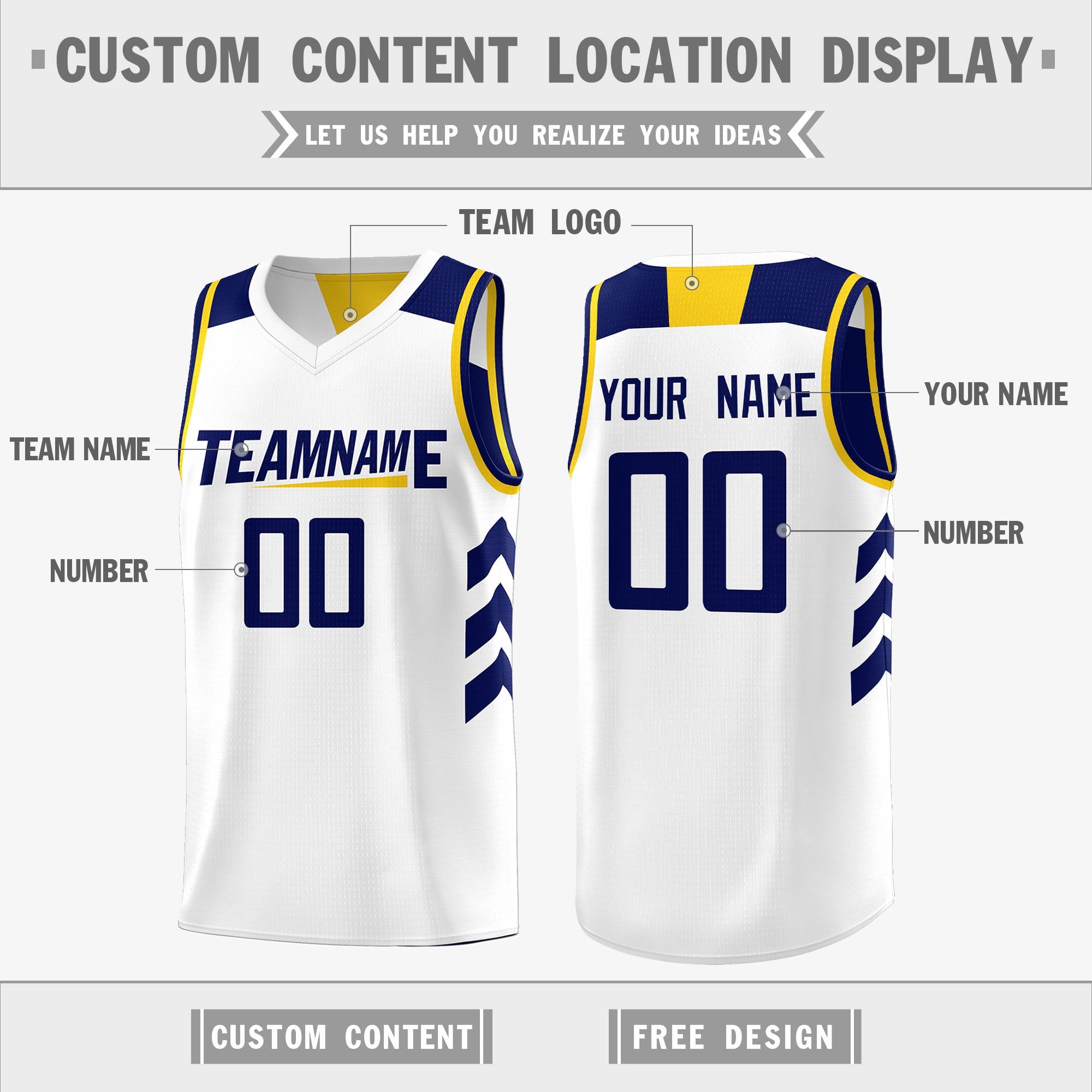 Custom Navy White Reversible Double Side Tops Basketball Jersey