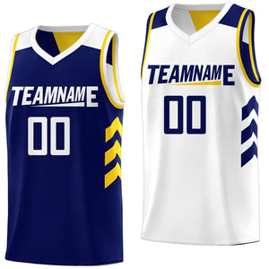 Custom Navy White Reversible Double Side Tops Basketball Jersey