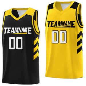 Maillot de basket-ball réversible double face jaune noir personnalisé