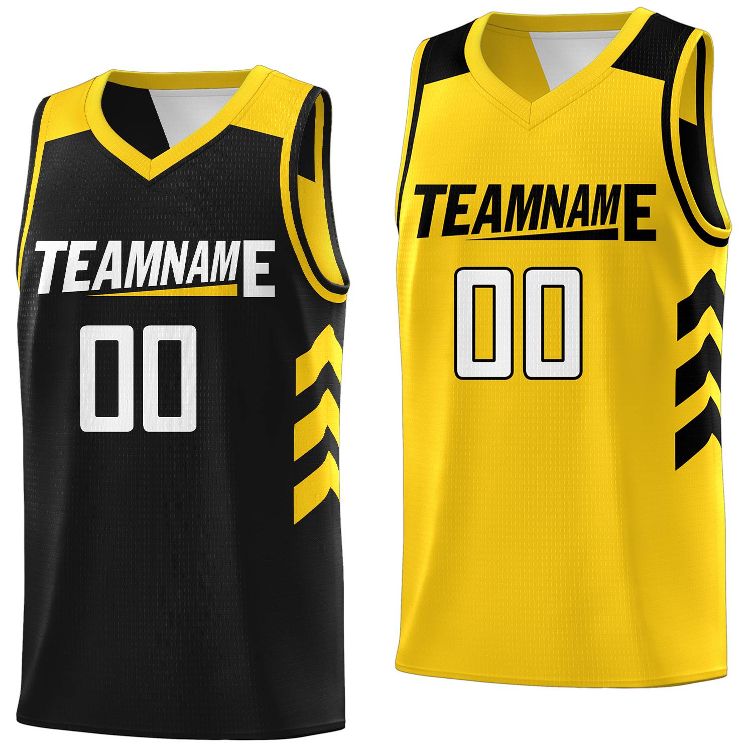 black and yellow reversible basketball jersey