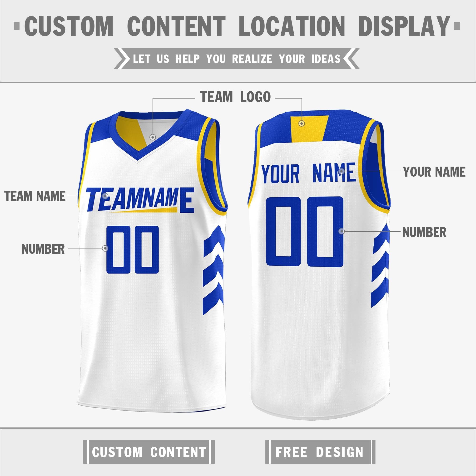 Custom Royal White Reversible Double Side Tops Basketball Jersey